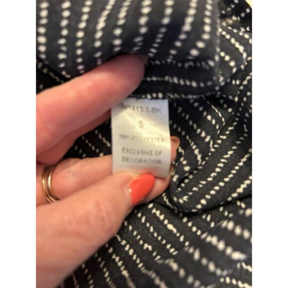 THML Black and White Striped  Dress with Floral Embroidery - Size S - Picture 11 of 13